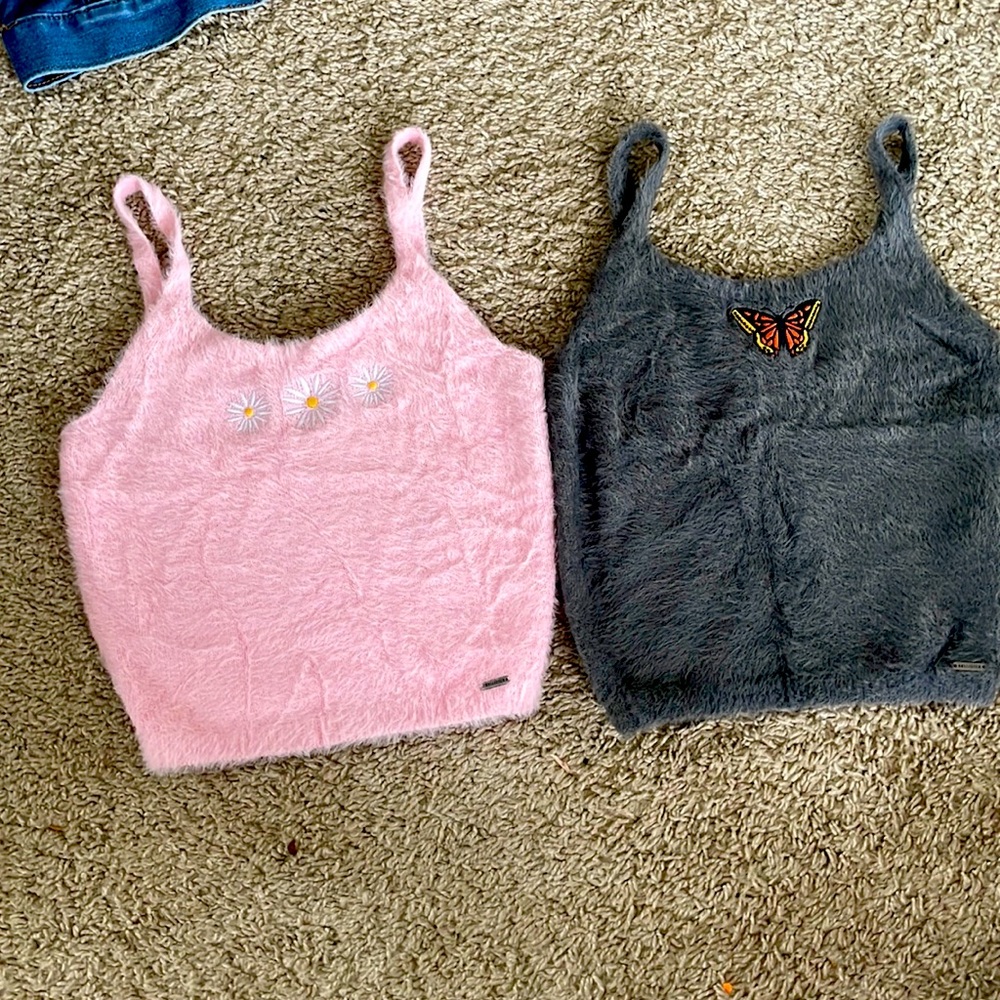 New never worn xsm fuzzy tank tops Hollister